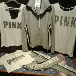 ⚡SALE⚡VS PINK Grey Silver Bling 5pc Set NWT